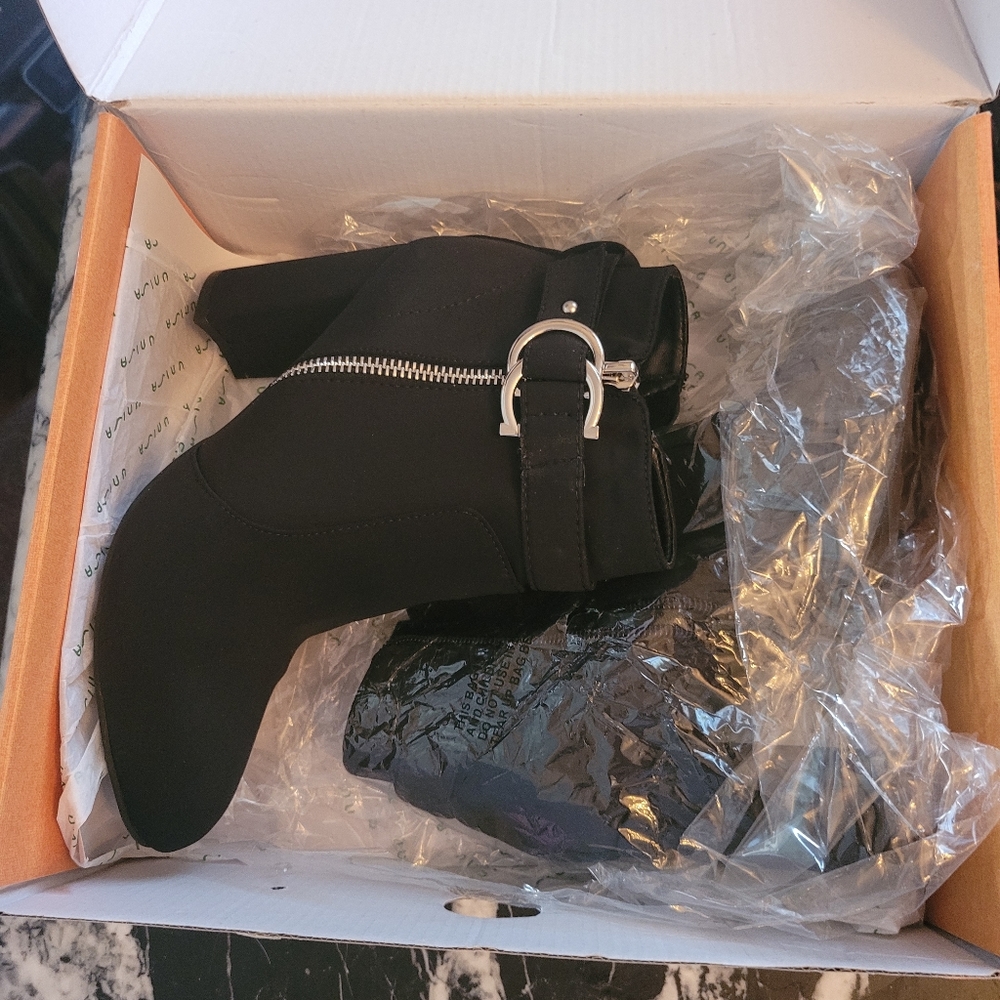 Black Bootie Heels with Zipper